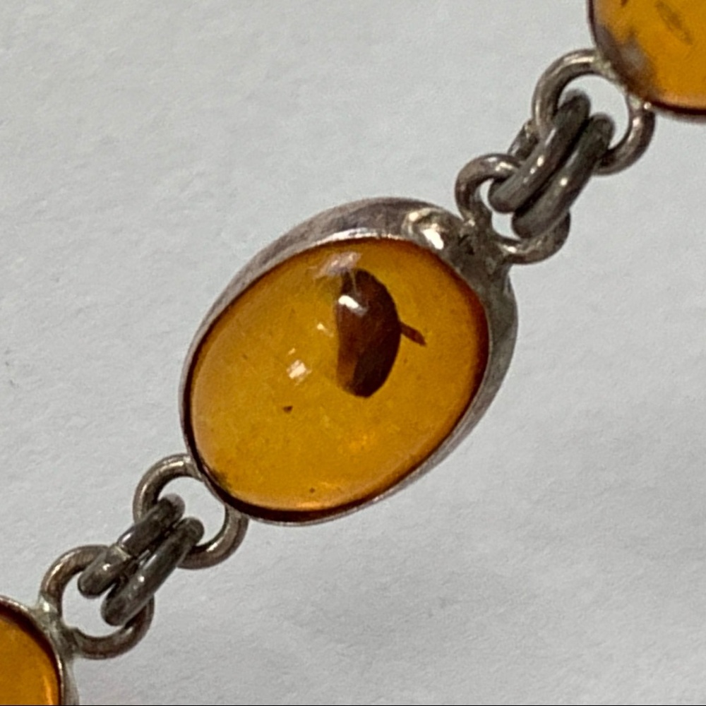 Sterling Silver Natural Baltic Amber Bracelet